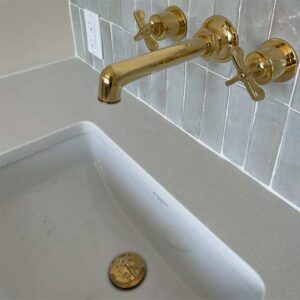 Gold faucet and sink stopper
